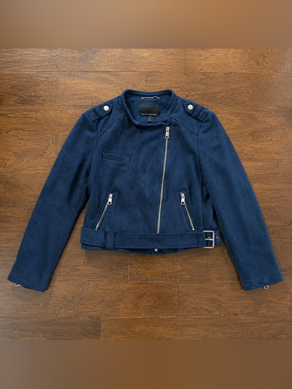 Banana Republic Faux Suede Moto jacket-Medium Petite-like new - Picture 2 of 10